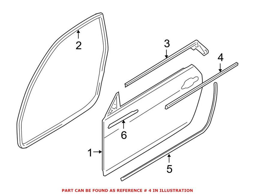 BMW Window Channel Cover - Front Passenger Side 51337173552